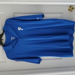 Reebok men's two button Phillies polo shirt. XL. Blue.